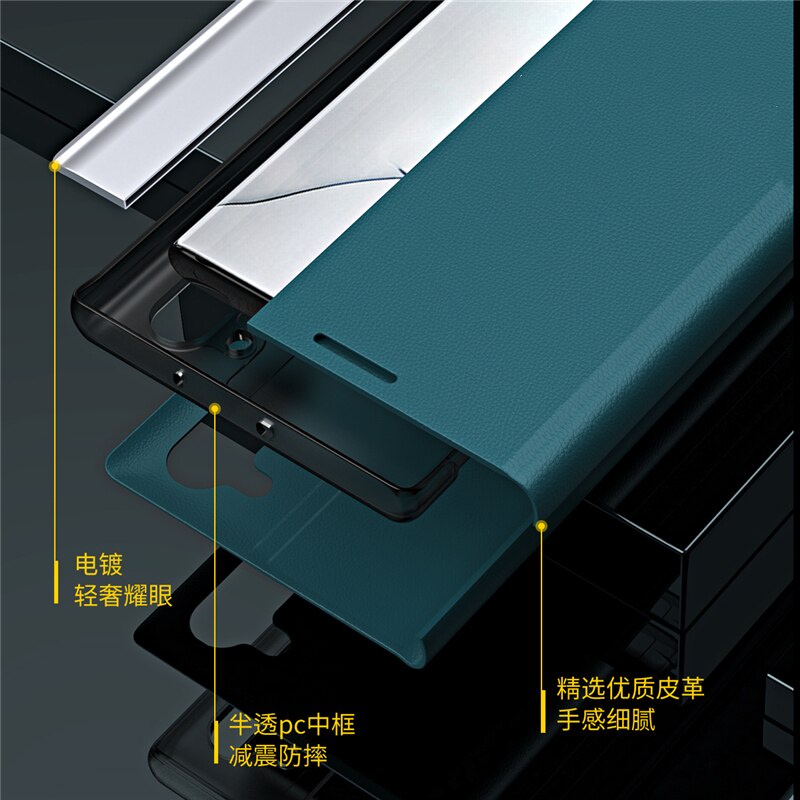 Bao da điện thoại gập từ tính có chân đỡ cao cấp cho Samsung Note 10 S21 Ultra S21 Plus S20 S10 Plus Samsung Note 9