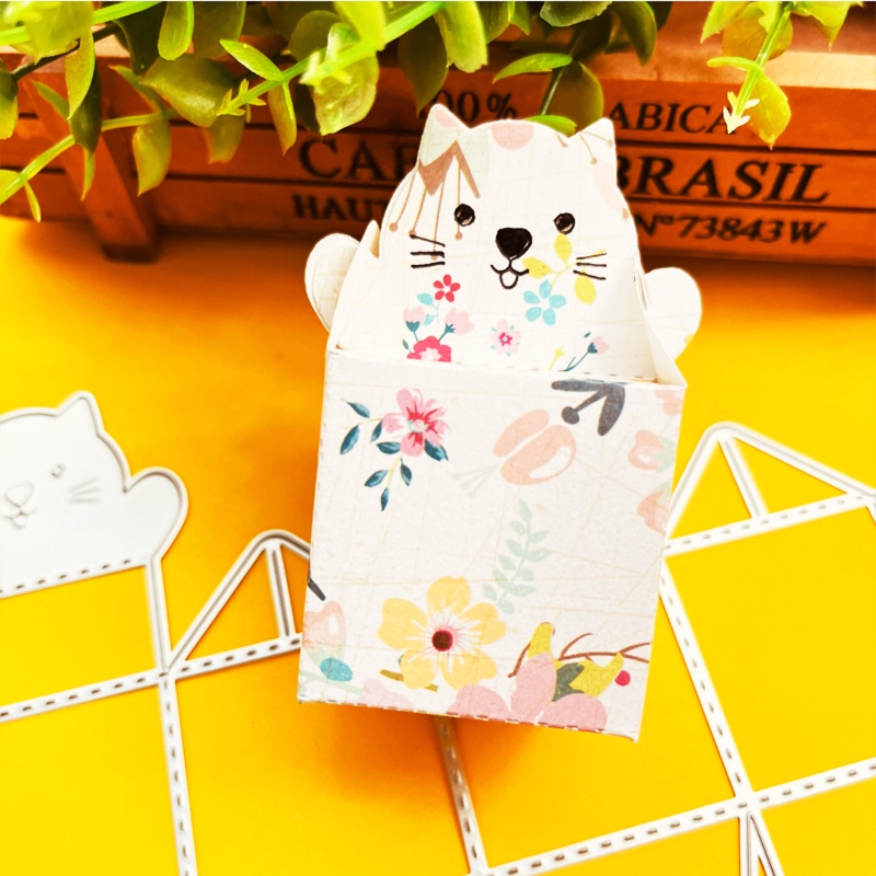 Khuôn Cắt Giấy Kim Loại Hình Mèo 3D Dễ Thương