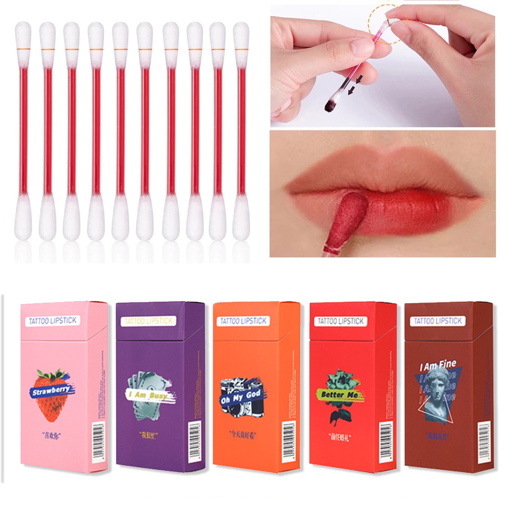 [Hàng mới về] Bộ 20 cây son kem hình tăm bông dùng một lần kháng nước chống dính cốc tiện lợi