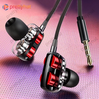 Siêu 4d bass đôi loa tai nghe có dây tai nghe in-ear thể thao tai nghe nhét tai quad core loa siêu trầm chơi game k-bài hát tai nghe
