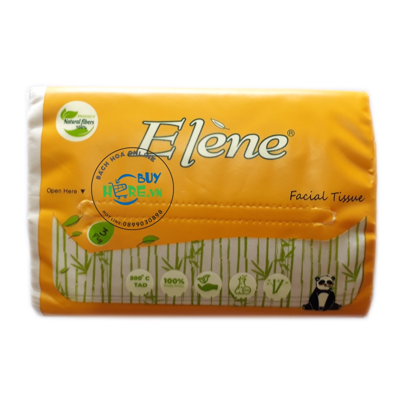 Lốc 10 gói Khăn Giấy Tre bỏ túi - Elène Tre 300 tờ (100 Tờ/Bịch x 3 lớp)