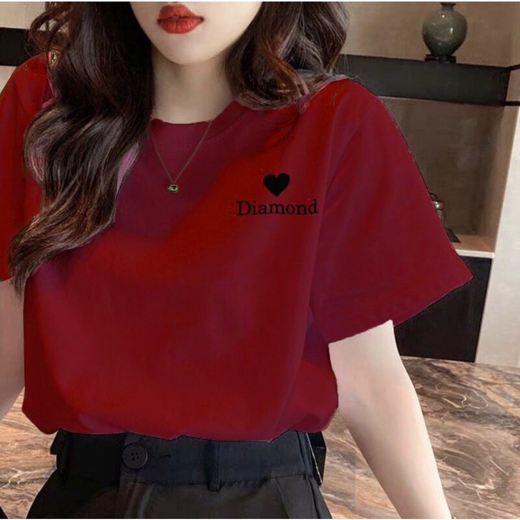 [Mã TOPS06 giảm đến 10k đơn 99k] Áo thun nữ tay ngắn in hình trái tim đơn giản chất vải cotton thoáng mát | BigBuy360 - bigbuy360.vn