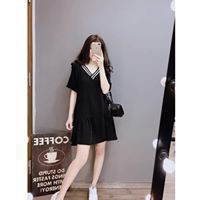 [ xả kho ] HS Váy cổ viền kẻ trắng