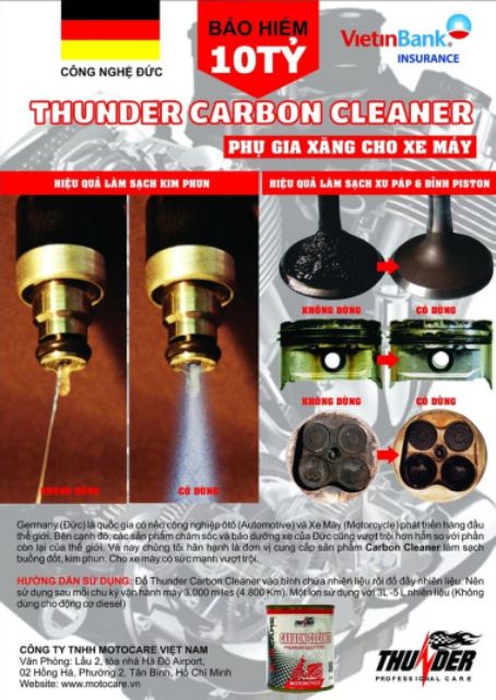 Carbon cleaner Thunder dung dịch vệ sinh buồng đốt xe máy