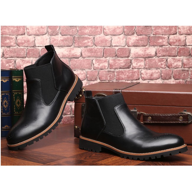 Giày da thật chelsea boot unisex cổ cao 20372