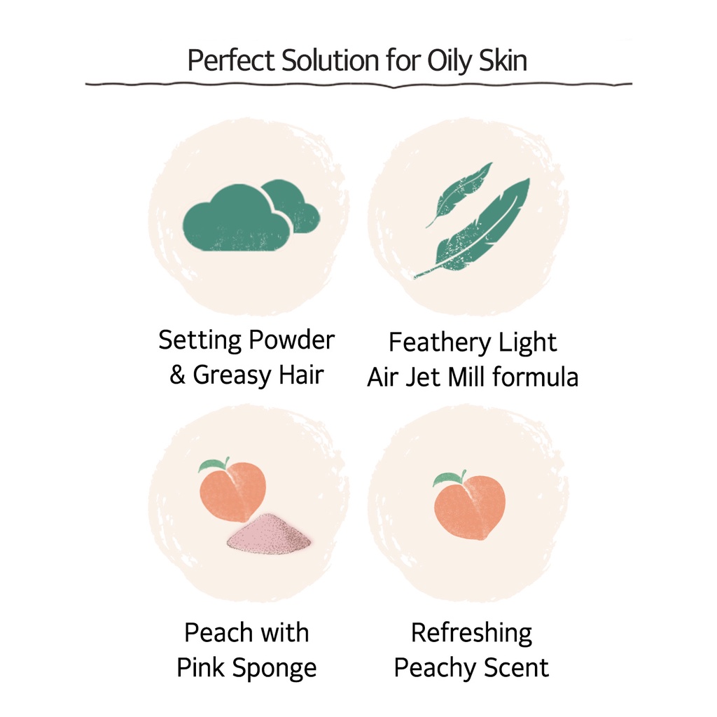 Phấn phủ SKINFOOD Peach Cotton 5g / 15g chiết xuất ​​trái đào calamine trang điểm cố định kiềm dầu
