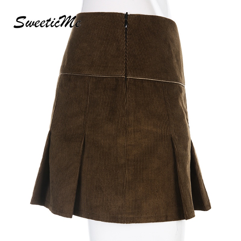 Chân Váy Nhung Chữ A Lưng Thấp Màu Trơn Quyến Rũ Hàng Mới Của Nữ #