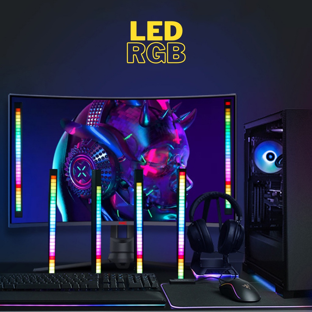 Thanh Đèn Led RGB Nháy Theo Nhạc Cảm Biến Âm Thanh 16 Triệu Màu, Đèn Trang Trí Decor Phòng
