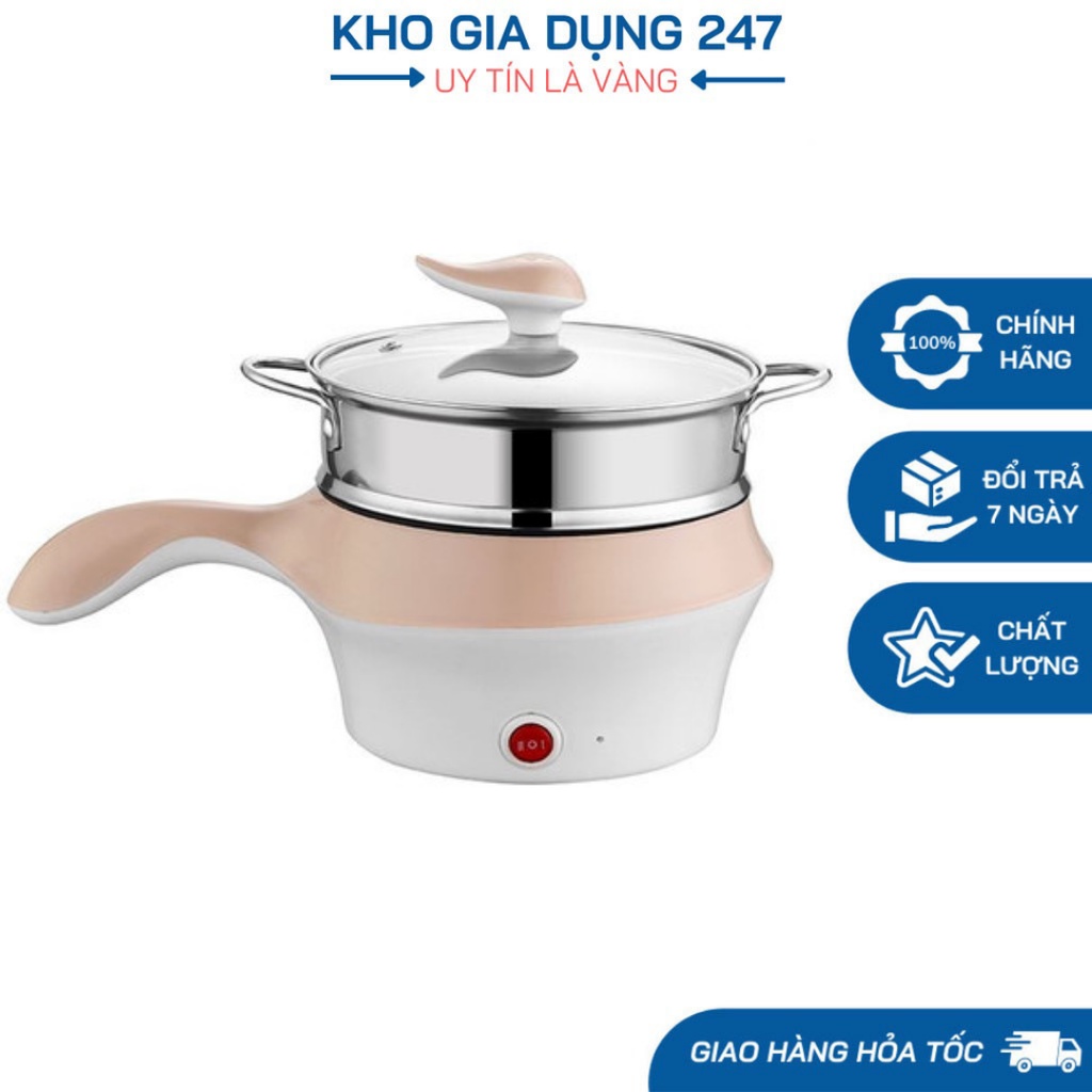 Nồi Lẩu Mini Nồi Hấp 2 Tầng - Ca Nấu Mì 2 Tầng 18Cm, Nồi Lẩu Mini Đa Năng 1.2L