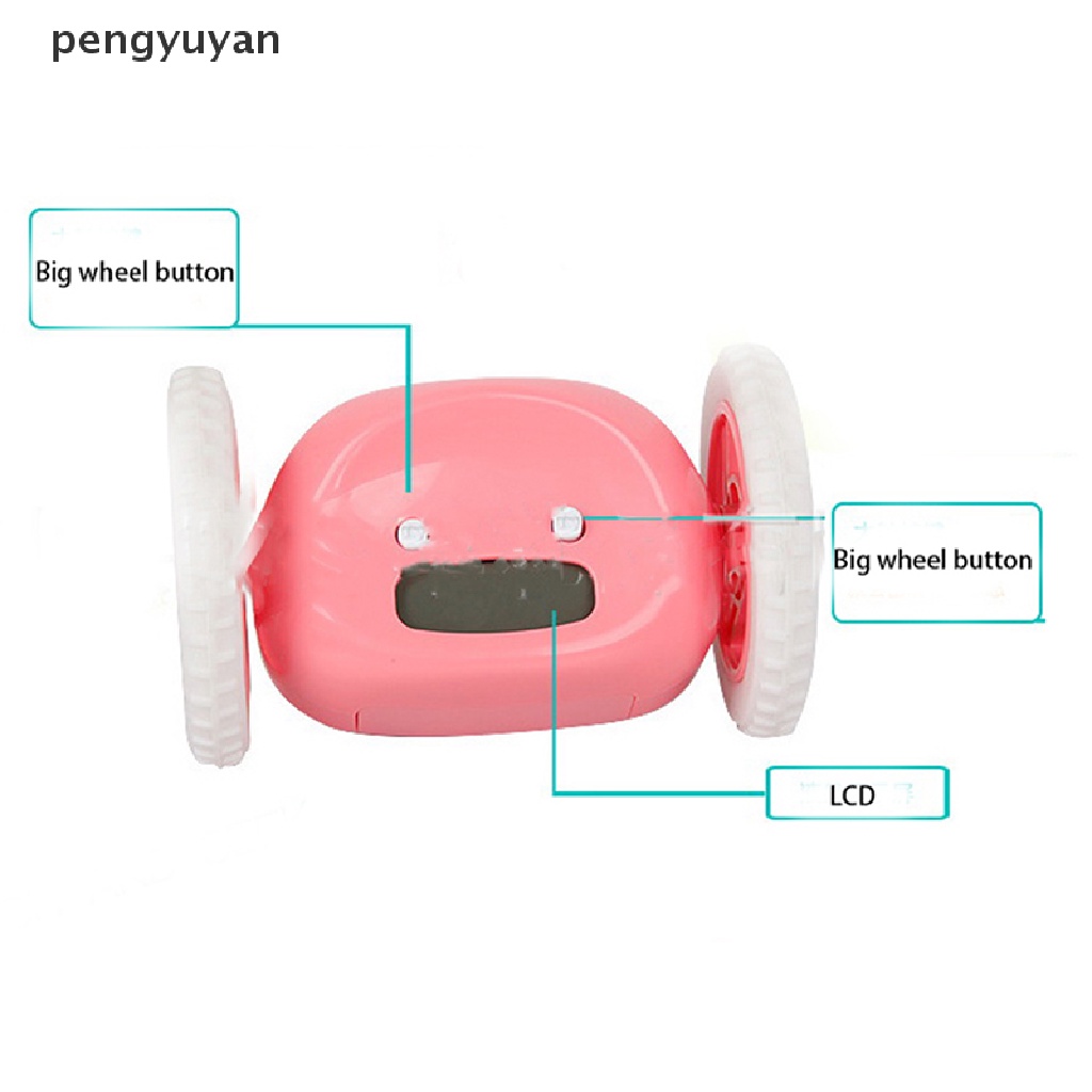 [pengyuyan] Đồng Hồ Báo Thức Có Bánh Xe Với Âm Thanh Lớn Vui Nhộn Có Thể Di Chuyển [Mới]