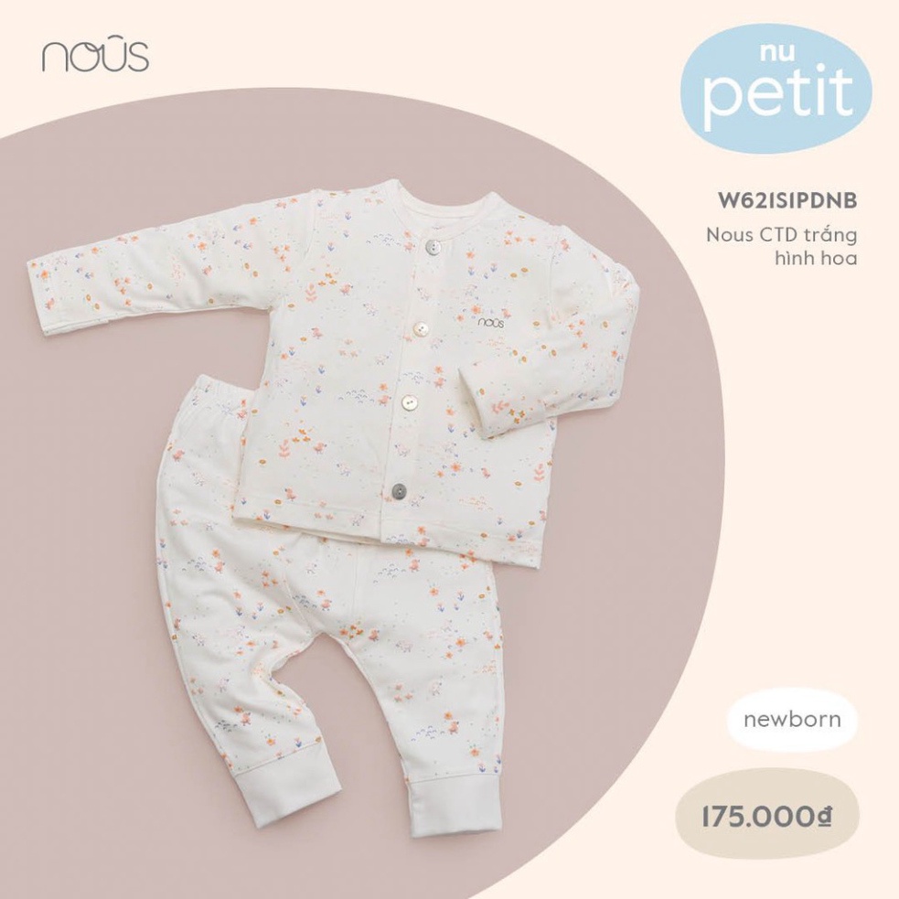 Bộ quần áo sơ sinh cài thẳng newborn Nous Petit (3-5.5kg)