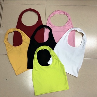 Áo cổ yếm form croptop tròng cổ 6 đủ màu - lanlann