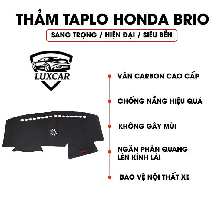 Thảm Taplo Da Carbon HONDA BRIO - Chống nóng, bảo vệ Taplo LUXCAR