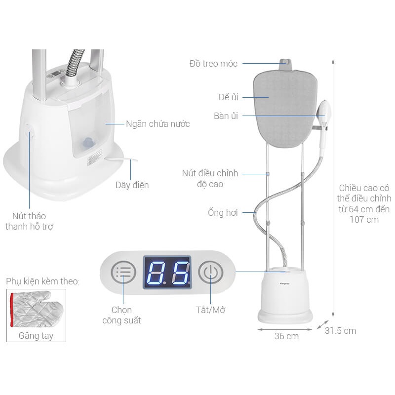 Bàn Là Hơi Nước Đứng Kangaroo KG75B8