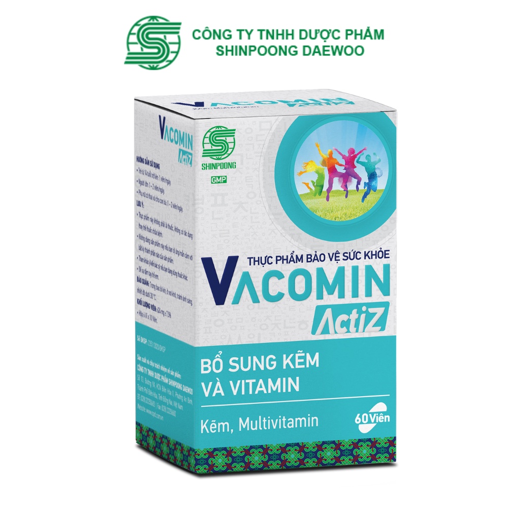 Viên Uống SHINPOONG VACOMIN ACTIZ Bổ Sung Vitamin Tổng Hợp B, E, C &amp; Kẽm Hữu Cơ Bảo Vệ Sức Khoẻ - 60 Viên