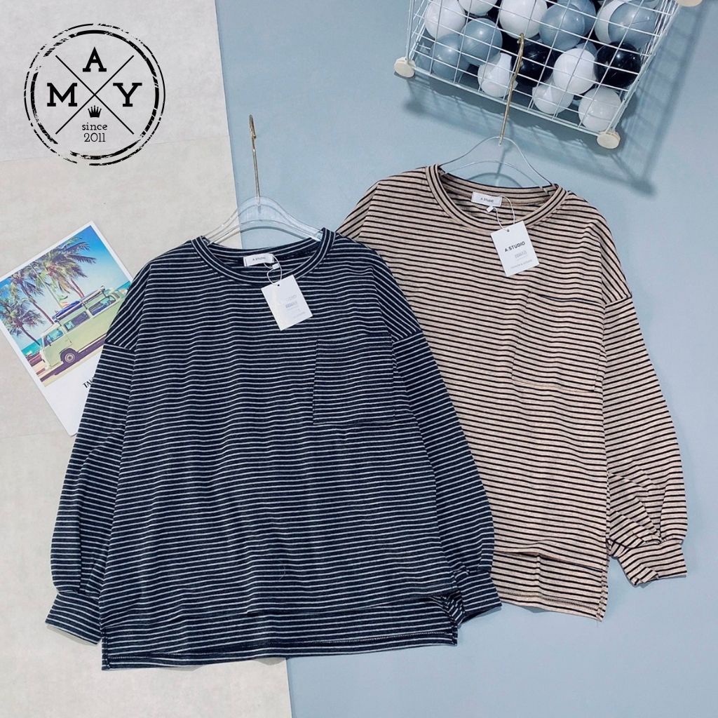 Áo Tăm Chun Kẻ Vạt MAY.SINCE2011 Thiết Kế Dáng Rộng Oversize Dễ Mặc, Chất Liệu Cotton MAN05-0455