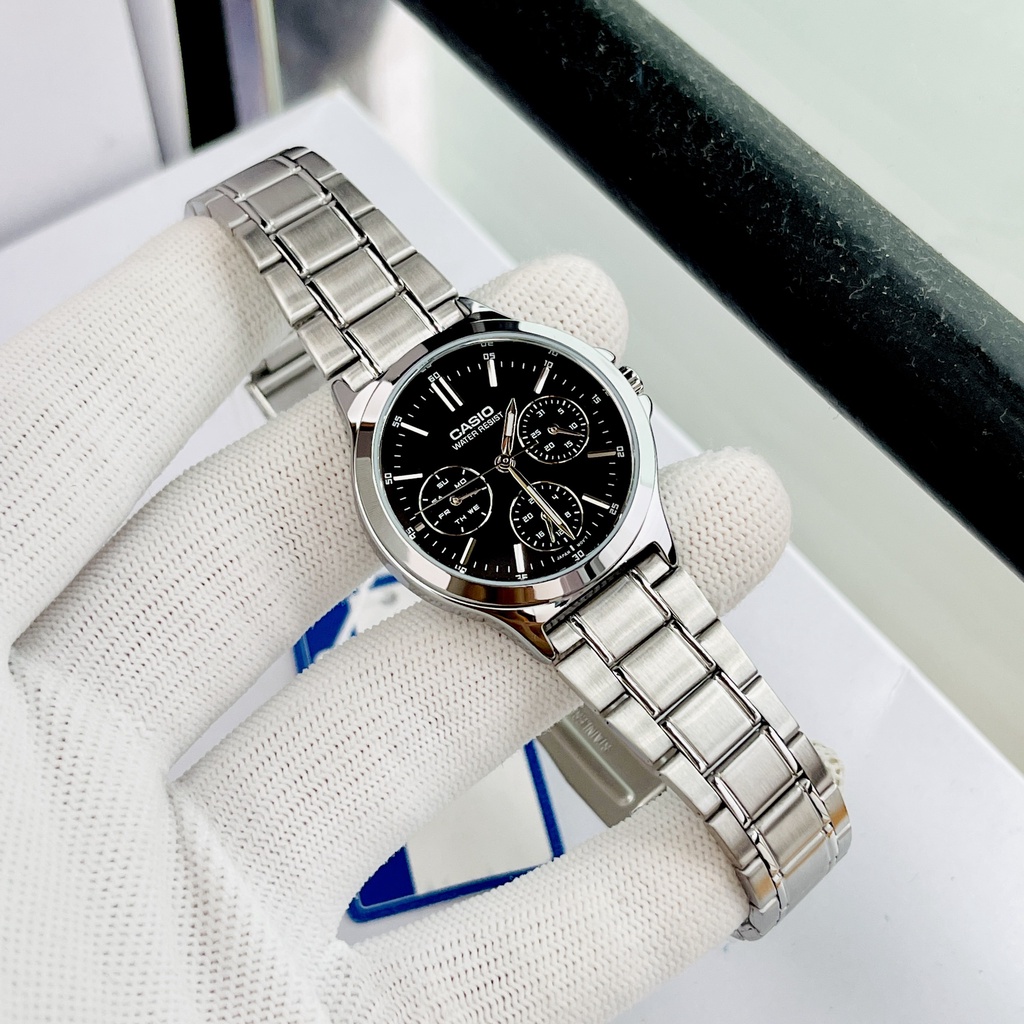 Đồng hồ đôi nam nữ dây thép Casio MTP V300D