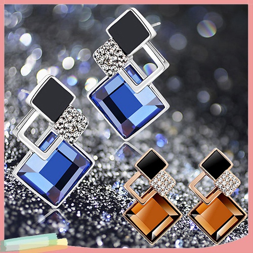 Đôi Khuyên Tai HìNh Thoi ĐíNh Kim Cương Giả ThờI Trang Cho Nữ