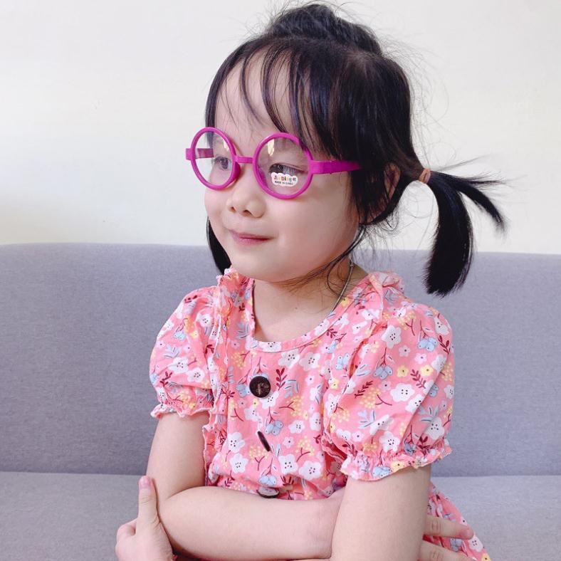 Kính nhựa tròn siêu kute cho bé, gọng kính vintage chống bụi cho bé trai và bé gái