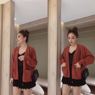 áo khoác len cổ v 2 cúc