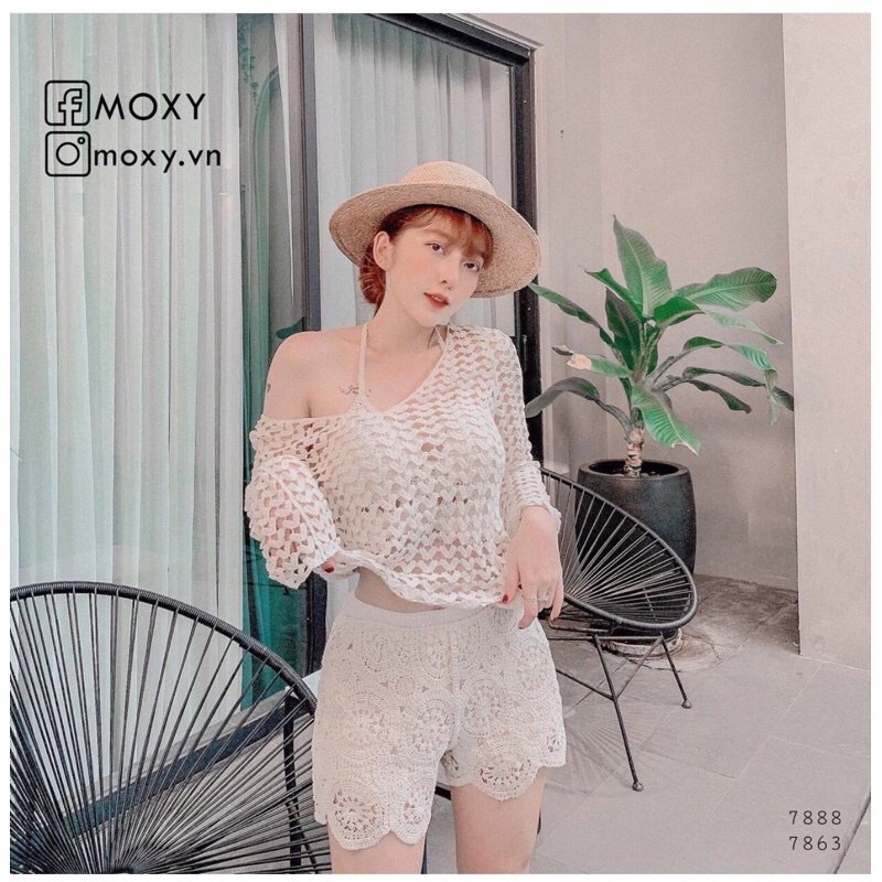 Ren 17-Set bộ bikini ren đi biển 3 món bra-áo lưới ngoài-quần sóc