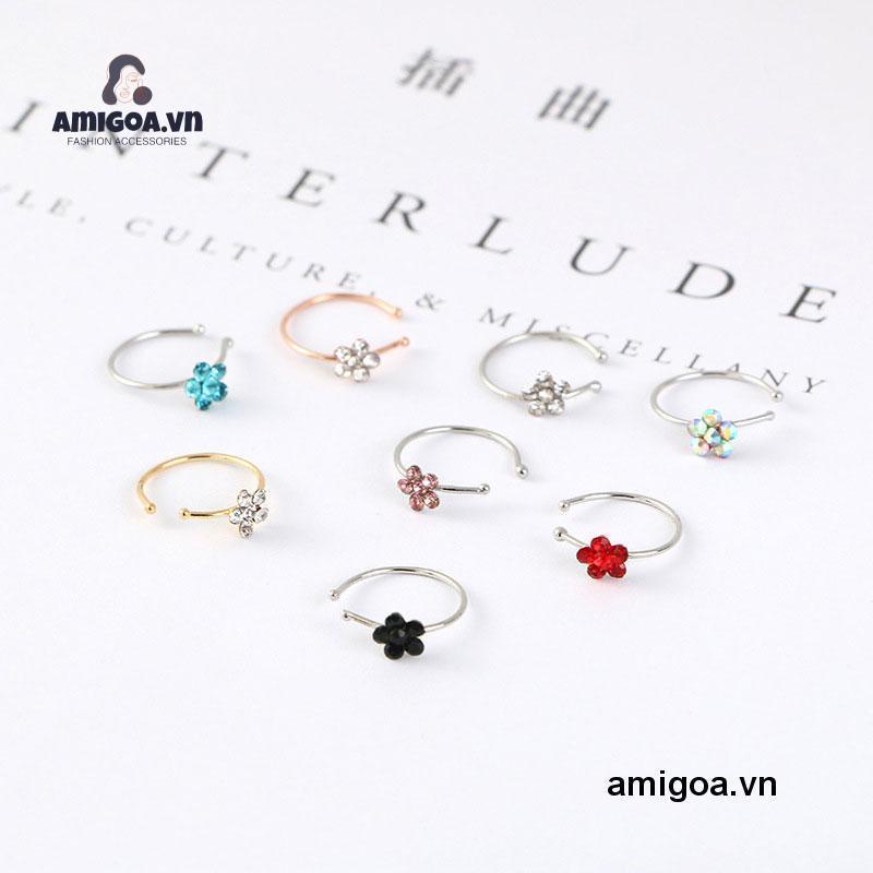 ✨✨Khuyên Mũi Dạng Chữ C Bằng Thép Không Gỉ Đính Đá Thời Trang