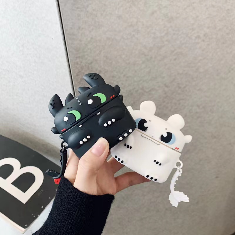 Ốp bảo vệ tai nghe Night Fury Black White Dragon tương thích với AirPods pro i12 1 / 2
