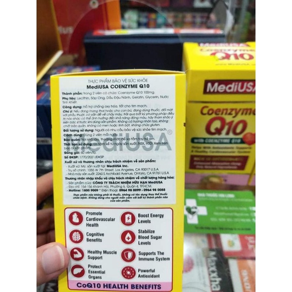 [CHÍNH HÃNG] MediUSA Coenzyme Q10 - Hỗ trợ tốt cho tim mạch, chống oxy hóa