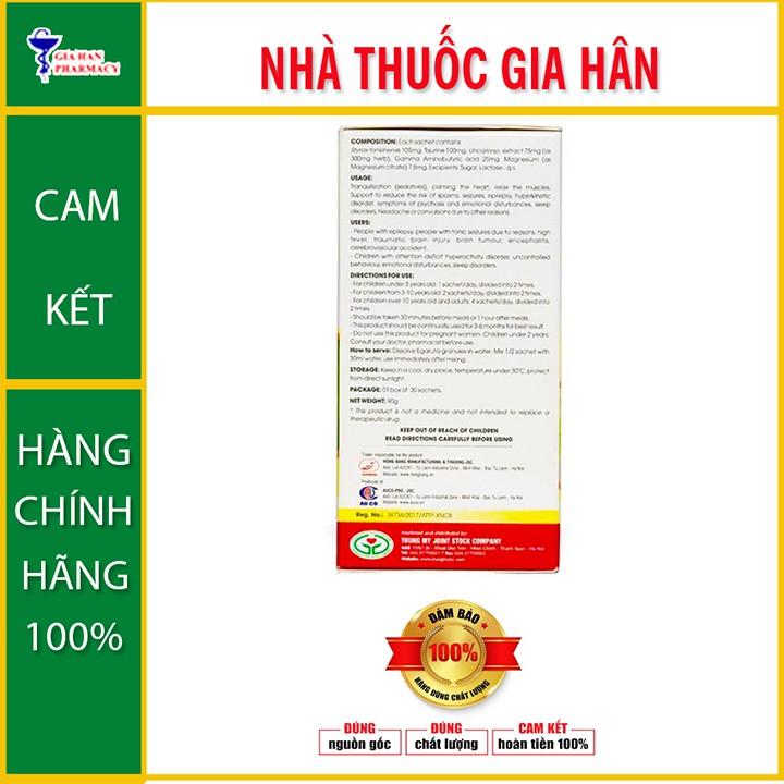 Cốm EGARUTA- hỗ trợ giảm nguy cơ các cơn co cứng, co giật, động kinh, tăng động, rối loạn cảm xúc