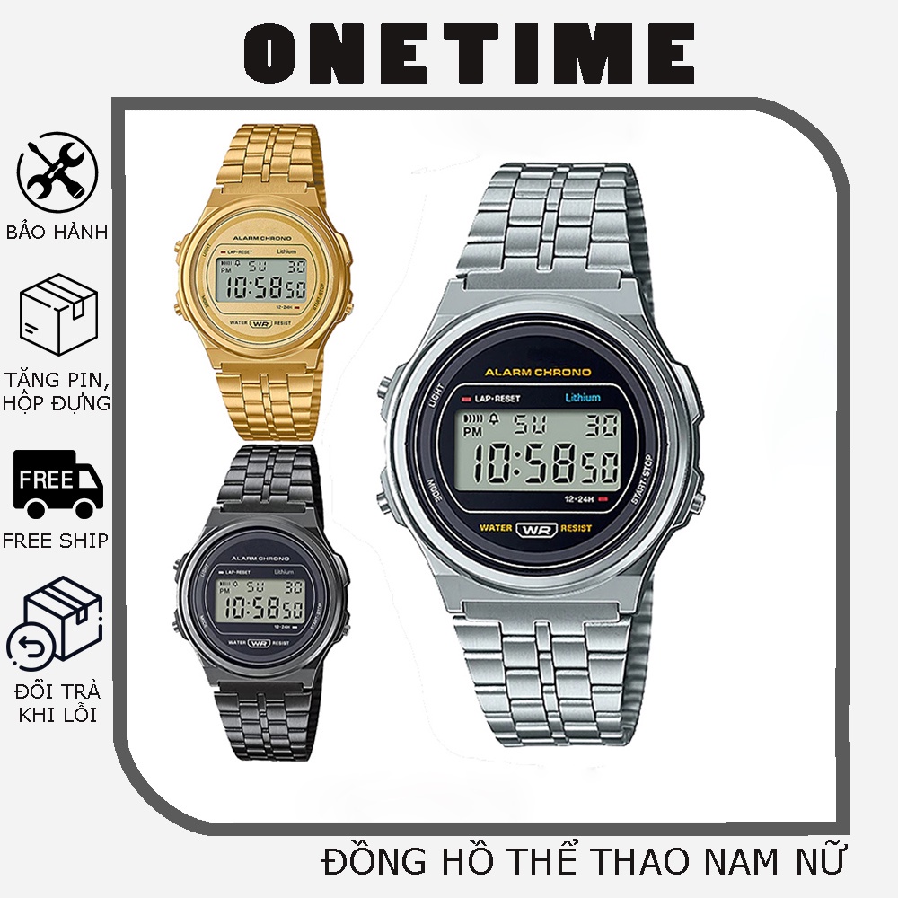 Đồng hồ nam nữ thời trang A171 OneTime vỏ thép không gỉ, dây dễ chỉnh size, thiết kế nhỏ gọn sang trọng