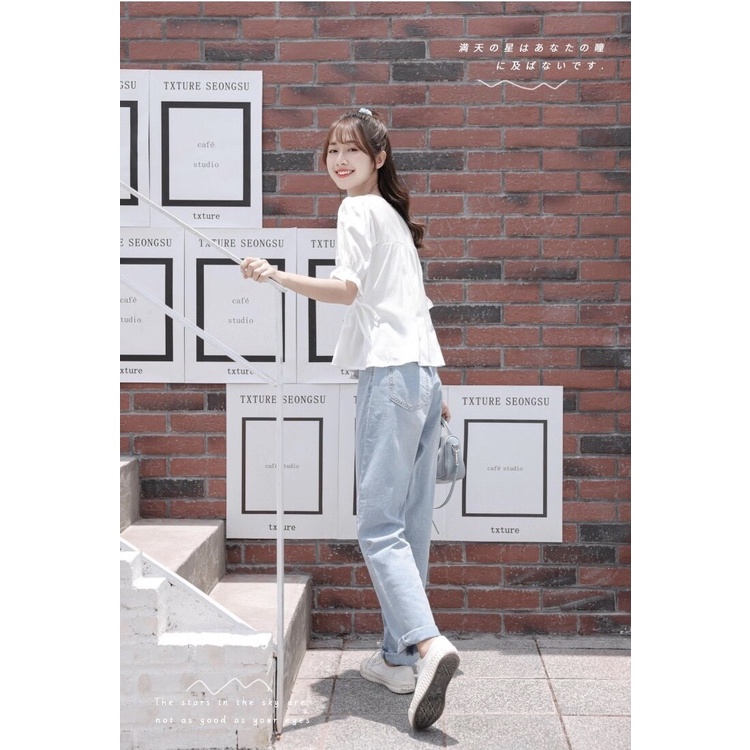 Quần jeans ống suông rộng nữ cạp cao, Quần bò nu ống rộng lưng cao, vải jean dày đẹp ,dáng suông - QT11 | BigBuy360 - bigbuy360.vn