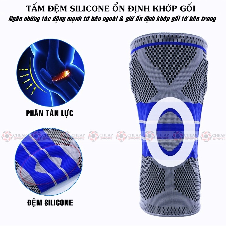 Bó Gối Thể Thao BG/03 Bảo Vệ Đầu Gối Khi Chơi Bóng Đá, Bóng Rổ, Bóng Chuyền Tập Gym Đệm Silicone Và Thanh Lò Xo