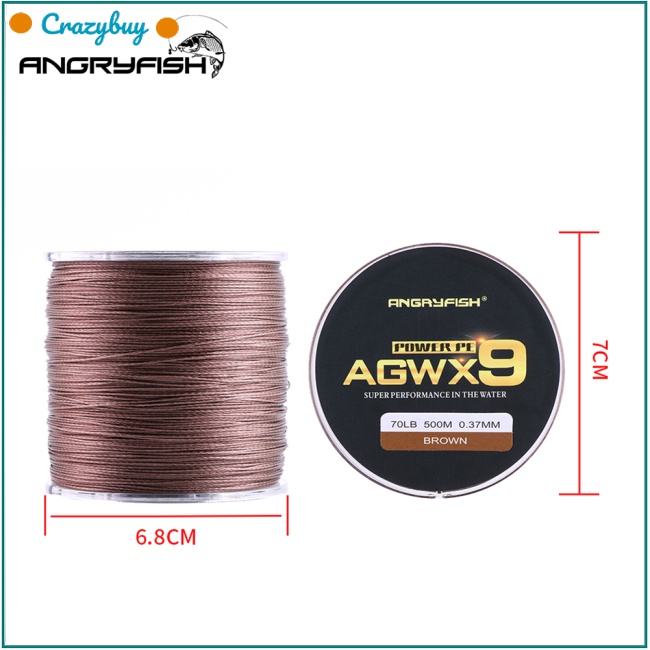 Cuộn dây câu cá bện 9 sợi màu vàng siêu chắc CR ANGRYFISH X9 500M/547YD 15LB-100LB