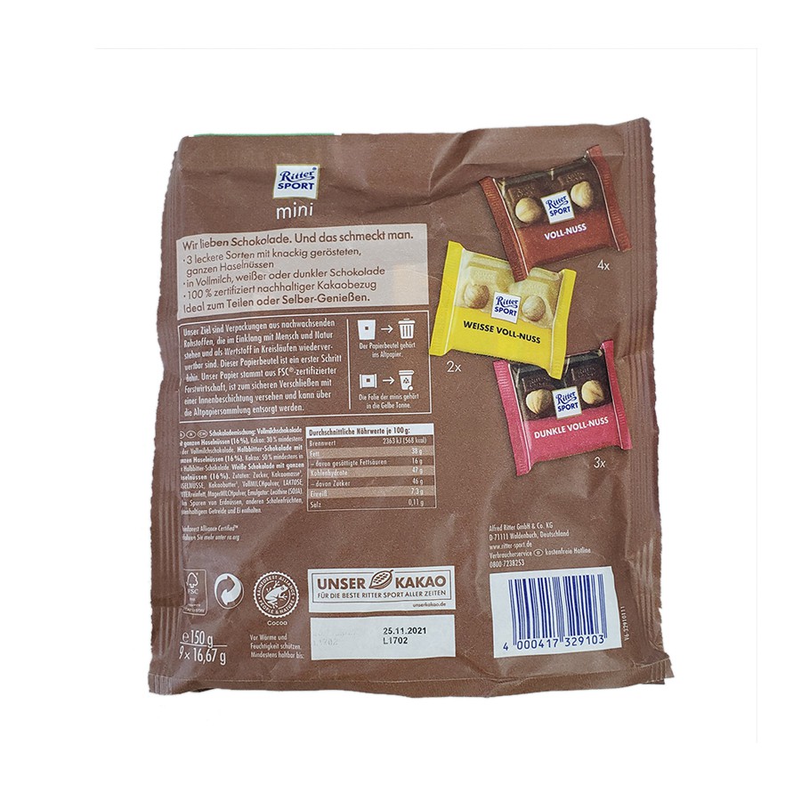 Socola Ritter Sport Mini Nuss Mix 150g