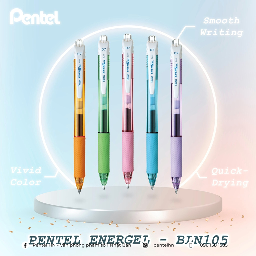 Bút Bi Nước Nhật Bản Pentel Energel X BL107 Ngòi 0.7 Mực Đen