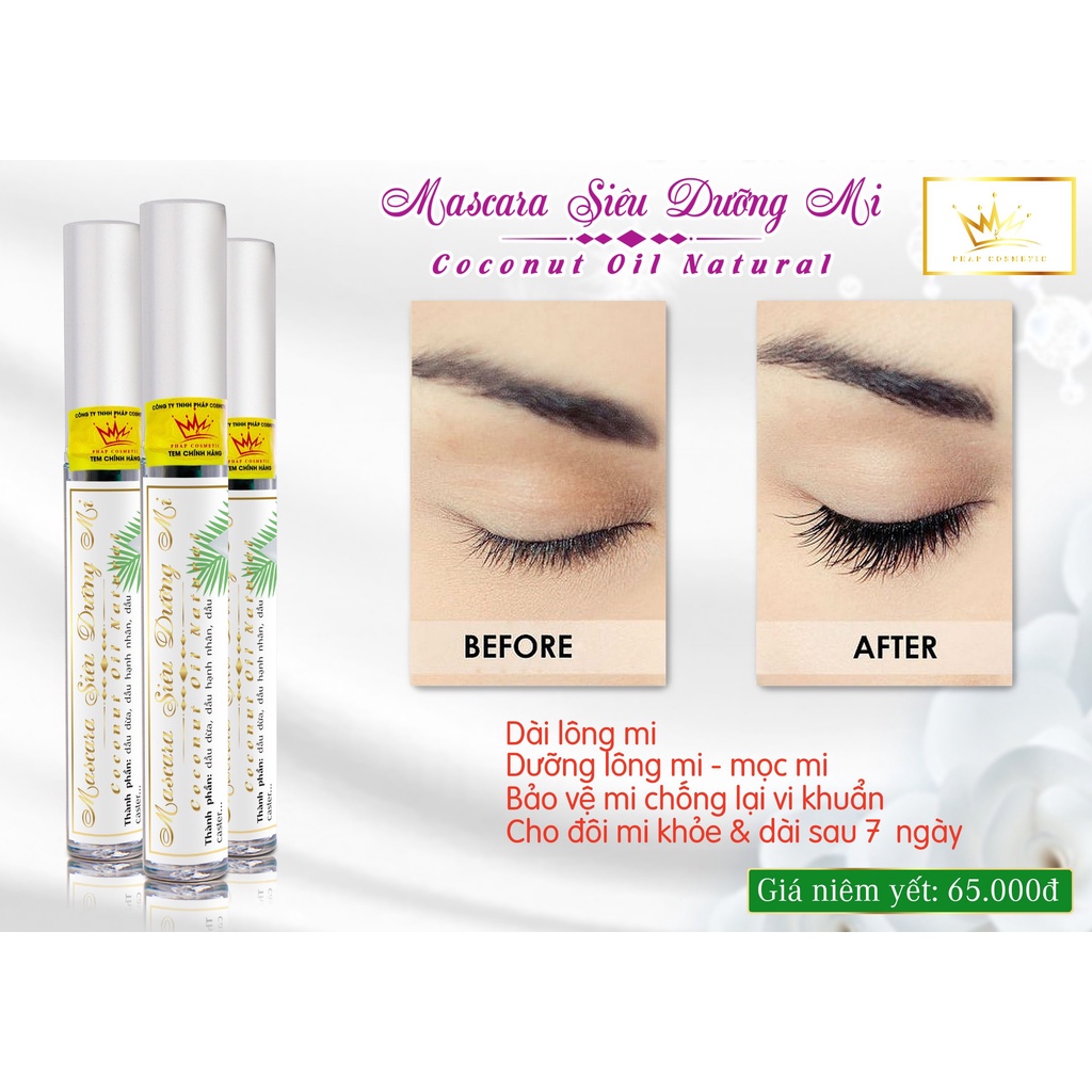 Mascara Dưỡng Mi Dầu Dừa Nguyên Chất Kích Thích Mi Mọc Dày & Dài Hơn Pháp Cosmetic