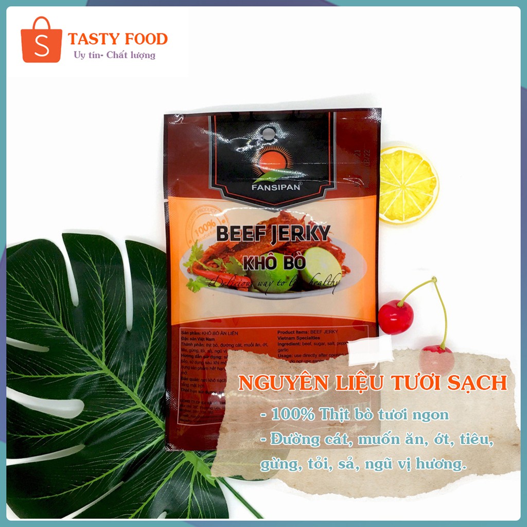 Bò khô sợi gói 50g đảm bảo vệ sinh an toàn Fanxipan, khô bò sợi loại đặc biệt siêu ngon đặc sản Tasty Food | BigBuy360 - bigbuy360.vn