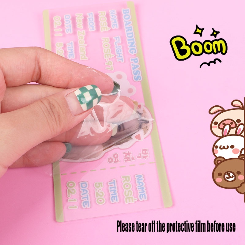 VPP250 Thẻ mô phỏng vé máy bay họa tiết thần tượng trong suốt hình ảnh nhóm nhạc BlackPink