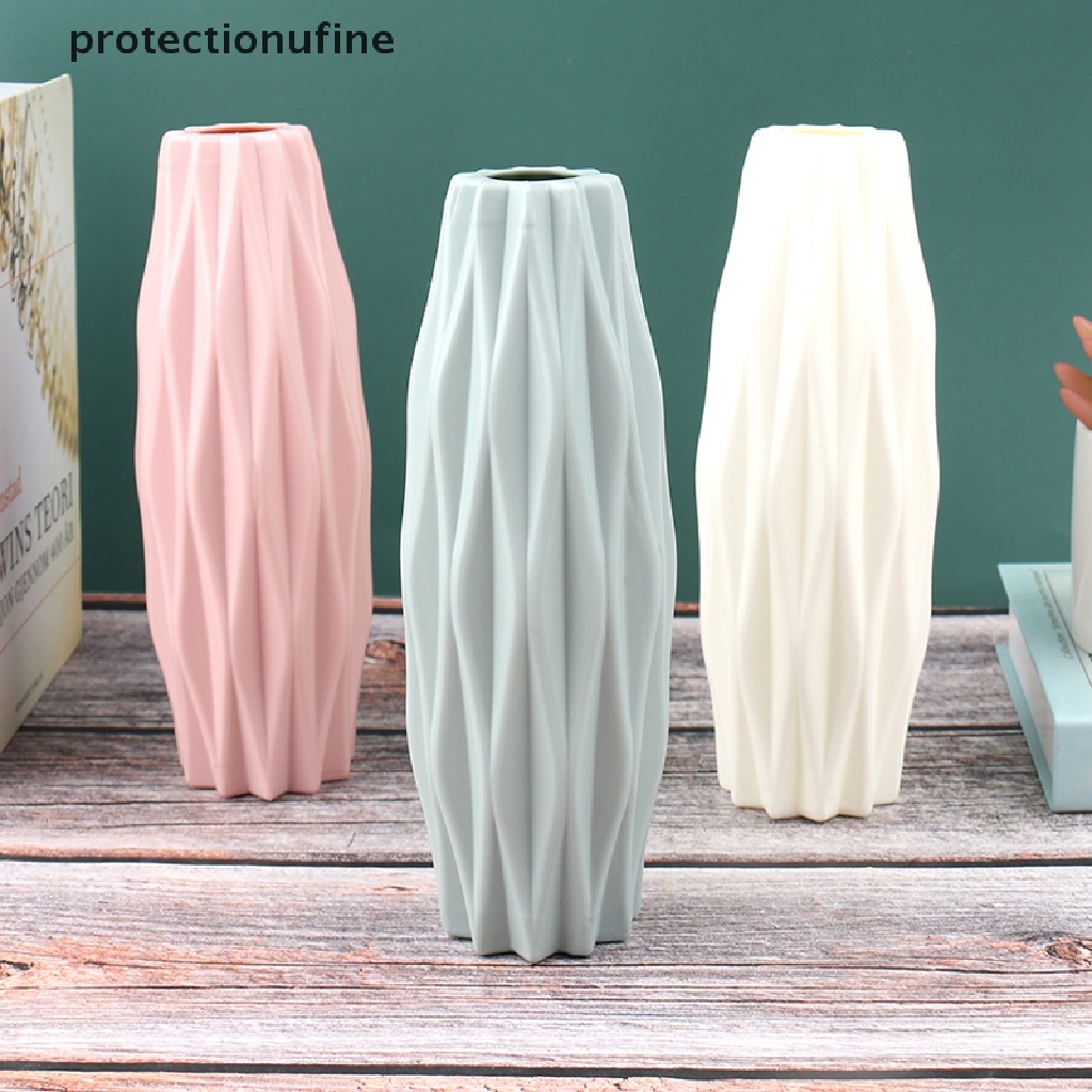 Chậu Hoa Bằng Nhựa Giả Gốm Màu Trắng Dùng Trang Trí Nhà Cửa PR3VN