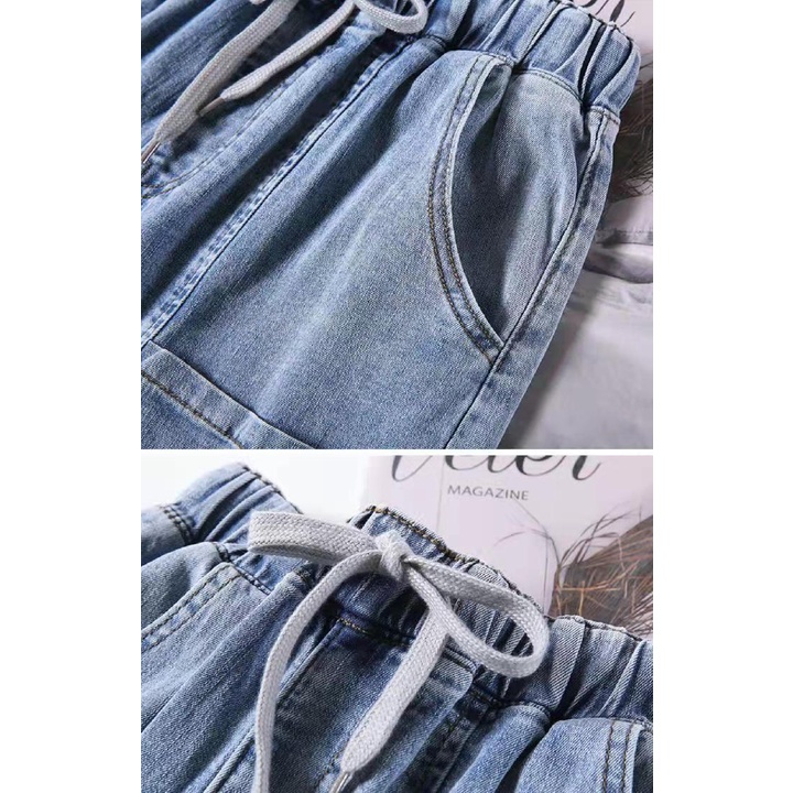 Quần jeans harem Lưng Thun Ống Rộng 2022 Thời Trang Dành Cho Nam Và Nữ