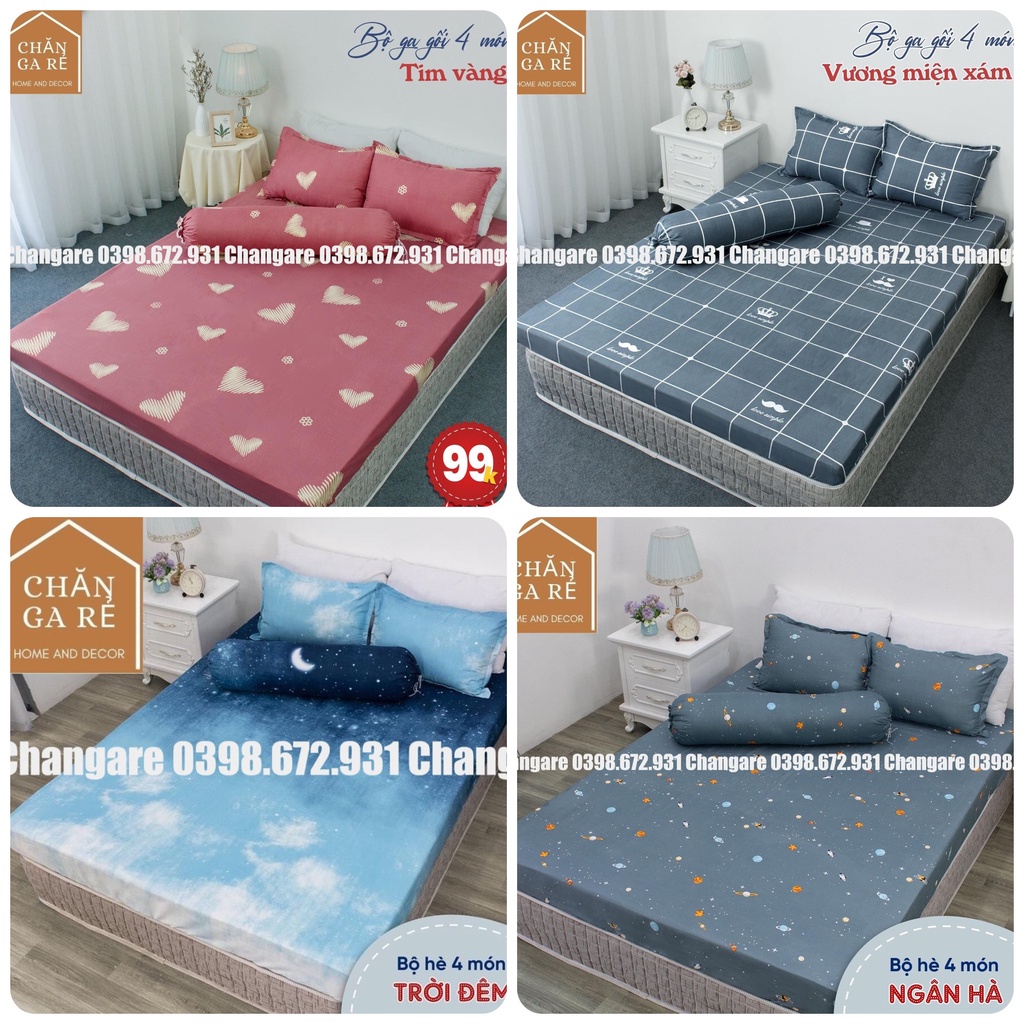 (4 món)Bộ ga gối 💖m6/m8/2m2💖 drap giường poly, ga trải giường + 2 vỏ gối nằm+ 1 vỏ gối ôm | BigBuy360 - bigbuy360.vn