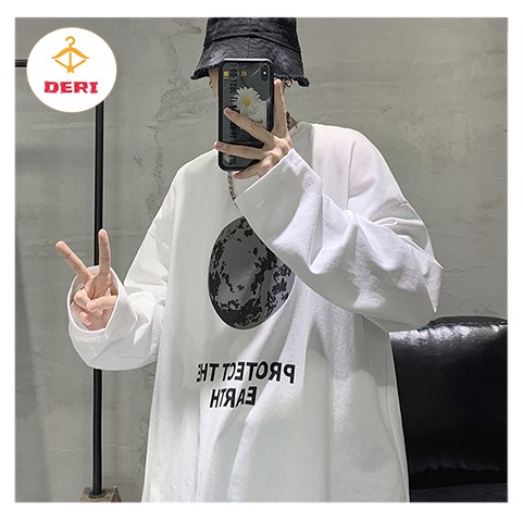 [ FREESHIP] [ CÓ HÌNH THẬT] Áo thun tay dài from rộng phù hợp cho cả nam và nữ chất cotton thoáng mát họa tiết mặt trăng