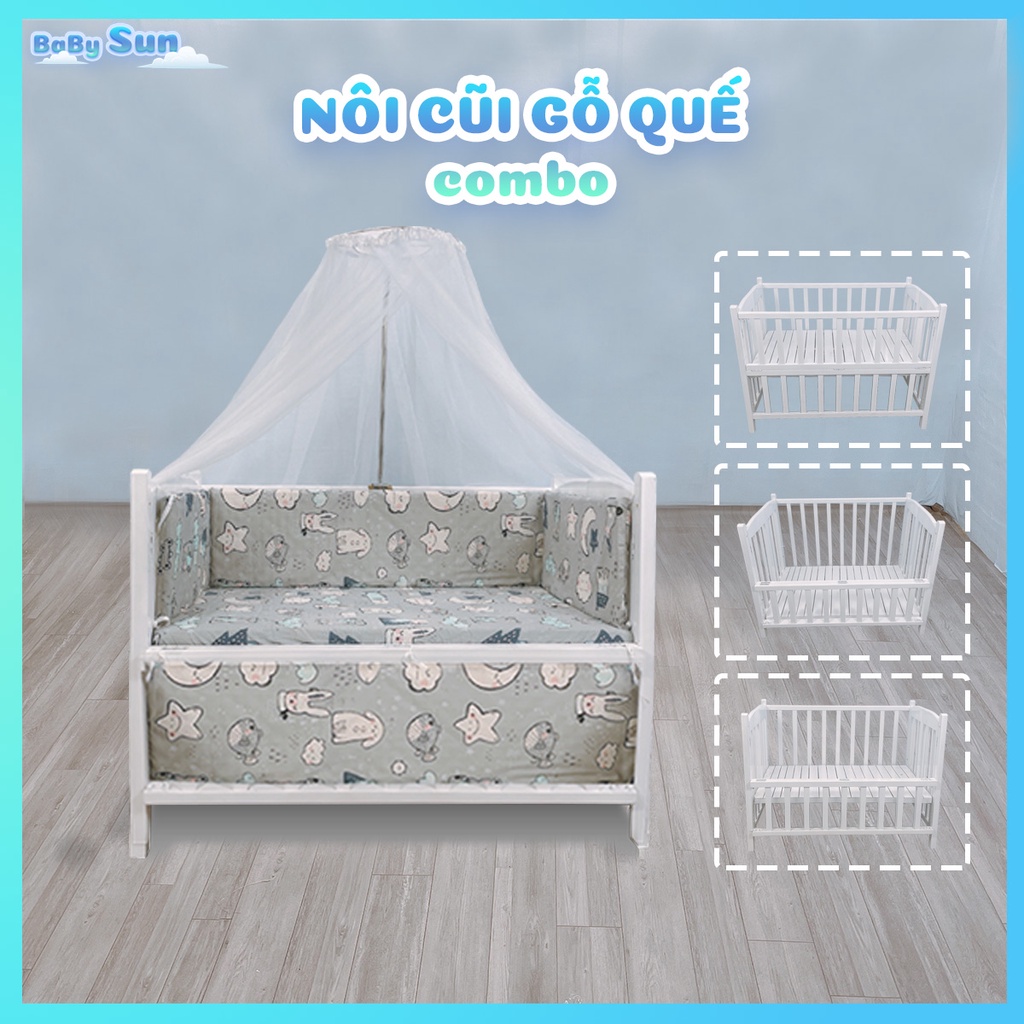 Giường Cũi Quế Đa Năng Gấp Gọn 3in1 Kích Thước (120x80x96cm) Màu Trắng Chịu Lực 100kg Bảo Hành 24 Tháng Hàng Xuất Khẩu