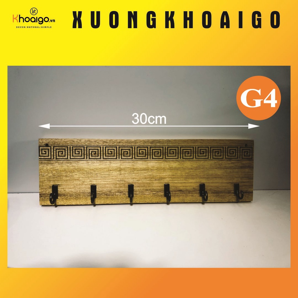 Bảng Treo Chìa Khóa Gỗ Tự Nhiên Decor, Móc Treo Chìa Khóa Gỗ