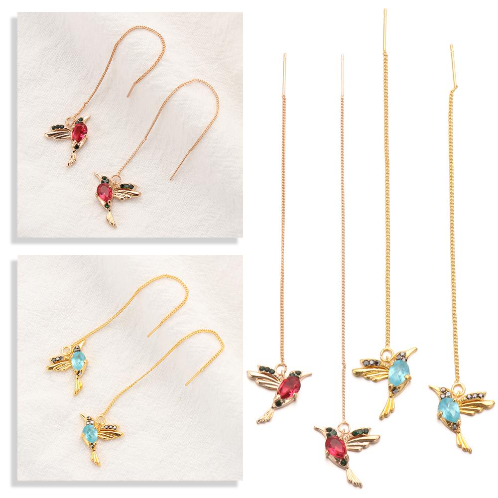 ORIENTLII Khuyên Tai Hình Chim Ruồi Đính Đá Nhân Tạo Thời Trang