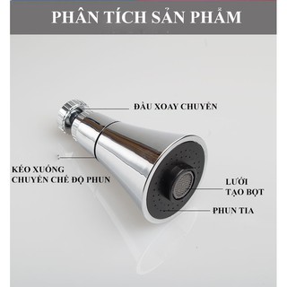Đầu vòi nước tăng áp 360 độ