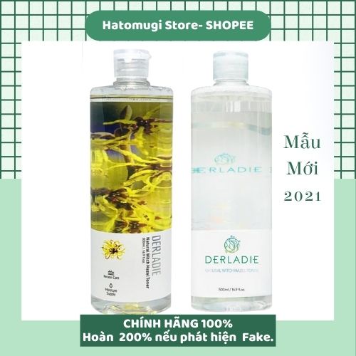 Nước Hoa Hồng Làm Sạch, Dưỡng Ẩm, Dịu Nhẹ Chiết Xuất Cây Phỉ Derladie Natural Witch Hazel Toner 500ml