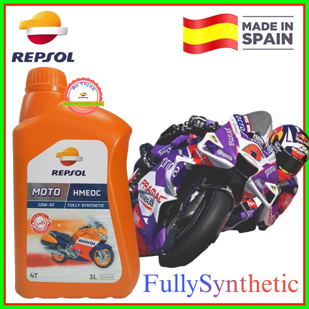 Mẫu Mới Nhớt Repsol Racing 10w40 SN MA2 Và FullySynthetic 10W30 - Nhớt Tổng Hợp 100%- FullySynthetic-1L