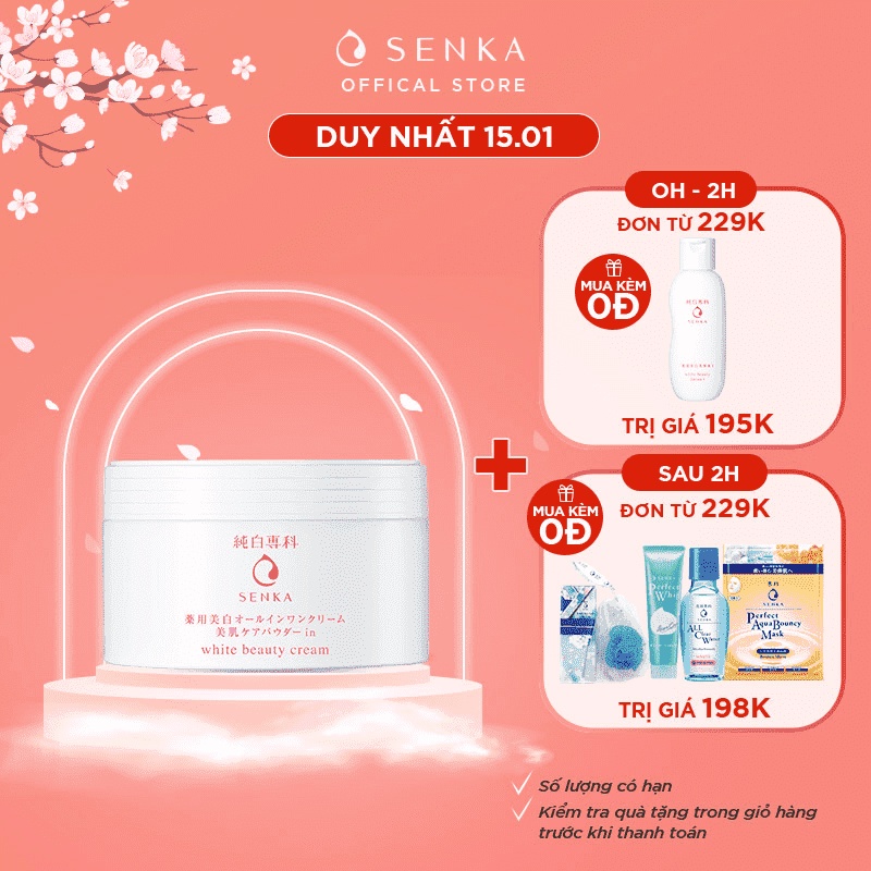 Kem dưỡng trắng da nâng tông 3 trong 1 Senka White Beauty_15386 100g