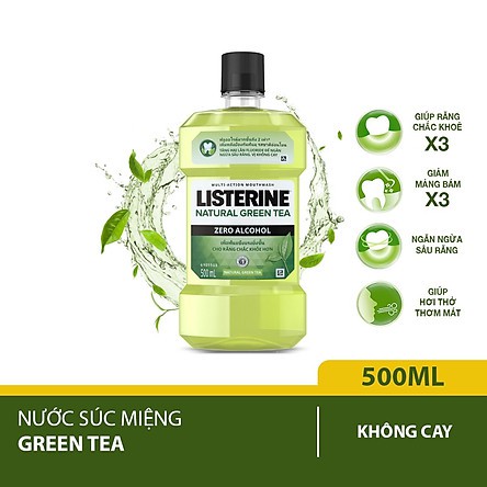 Nước súc miệng ngừa sâu răng Listerine natural green tea 500ml